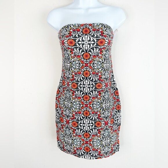 Forever 21 Women's Strapless Mini Dress Printed Southwestern Festival Boho Sz M - Picture 6 of 11